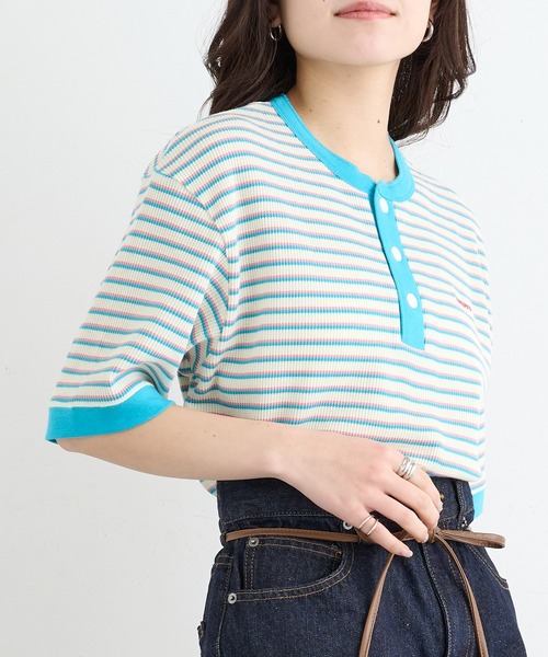 Healthknit（ヘルスニット）の「【Healthknit】26SS Multi Border Waffle Henleyneck S/S 679S（Tシャツ/カットソー・レディース・アイボリー系1/ライム/ブラウン系1・FREE）」の10枚目の写真
