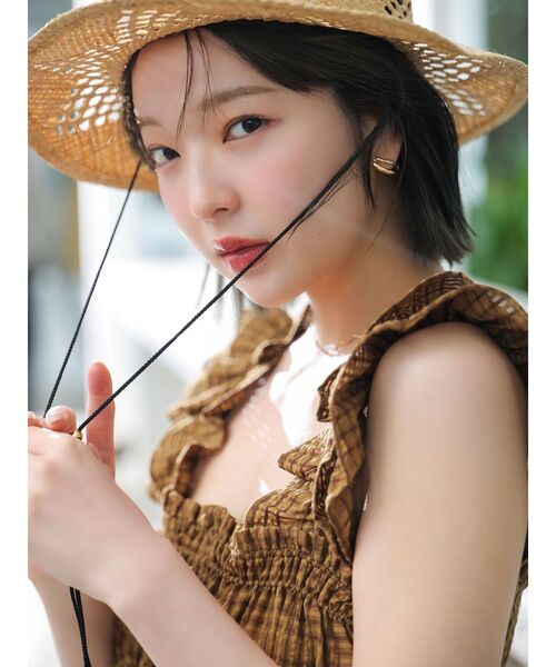 LAGUNAMOON(ラグナムーン)の「シアーチェックシャーリングブラウス 【夏服】【レイヤードトップス】(シャツ/ブラウス・レディース・ネイビー/ブラウン/ホワイト・FREE)」の9枚目の写真