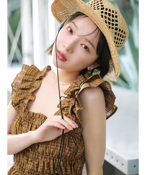 LAGUNAMOON(ラグナムーン)の「シアーチェックシャーリングブラウス 【夏服】【レイヤードトップス】(シャツ/ブラウス・レディース・ネイビー/ブラウン/ホワイト・FREE)」の11枚目の写真