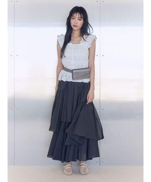 LAGUNAMOON(ラグナムーン)の「シアーチェックシャーリングブラウス 【夏服】【レイヤードトップス】(シャツ/ブラウス・レディース・ネイビー/ブラウン/ホワイト・FREE)」の17枚目の写真