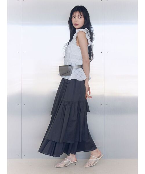 LAGUNAMOON(ラグナムーン)の「シアーチェックシャーリングブラウス 【夏服】【レイヤードトップス】(シャツ/ブラウス・レディース・ネイビー/ブラウン/ホワイト・FREE)」の18枚目の写真