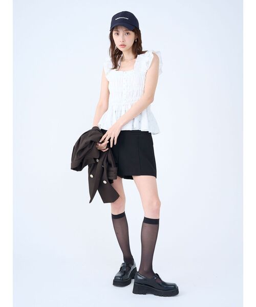 LAGUNAMOON(ラグナムーン)の「シアーチェックシャーリングブラウス 【夏服】【レイヤードトップス】(シャツ/ブラウス・レディース・ネイビー/ブラウン/ホワイト・FREE)」の20枚目の写真