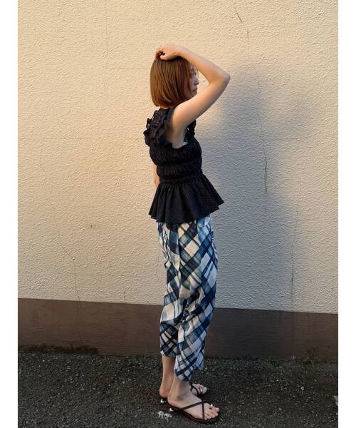 LAGUNAMOON(ラグナムーン)の「シアーチェックシャーリングブラウス 【夏服】【レイヤードトップス】(シャツ/ブラウス・レディース・ネイビー/ブラウン/ホワイト・FREE)」の17枚目の写真