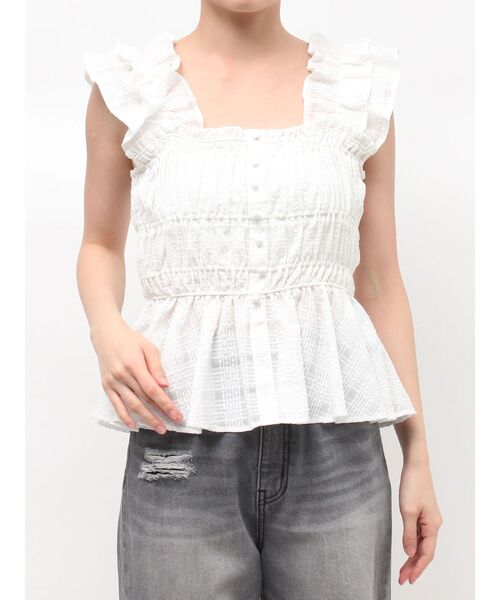 LAGUNAMOON(ラグナムーン)の「シアーチェックシャーリングブラウス 【夏服】【レイヤードトップス】(シャツ/ブラウス・レディース・ネイビー/ブラウン/ホワイト・FREE)」の13枚目の写真