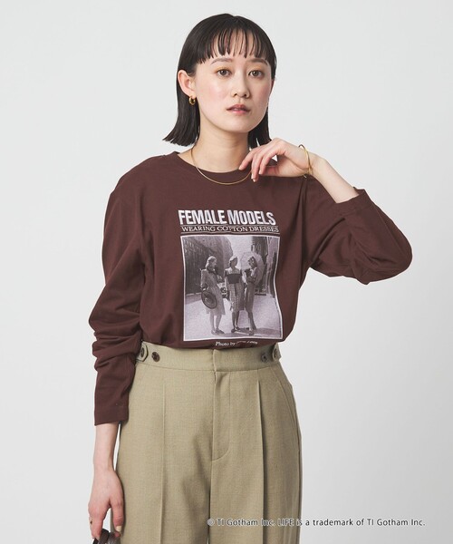 GOOD ROCK SPEED（グッドロックスピード）の「【別注】＜GOOD ROCK SPEED＞LIFE PC ロングスリーブ Tシャツ（Tシャツ/カットソー・レディース・ダークブラウン/オフホワイト/グレー系・FREE）」の3枚目の写真