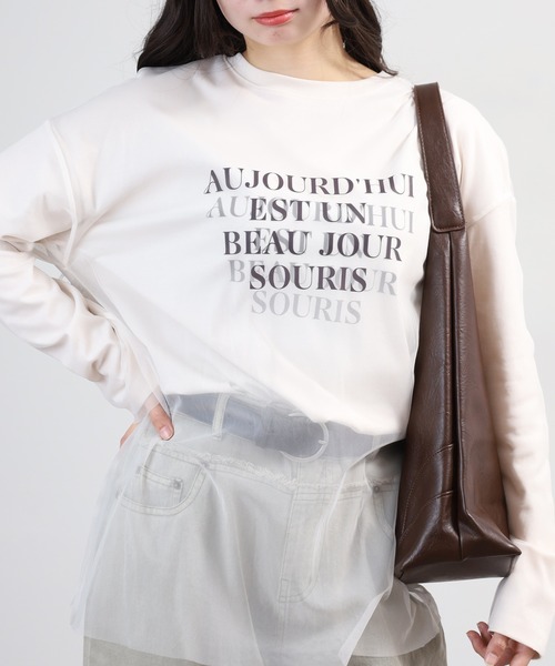 hunch(ハンチ)の「hunch チュールレイヤードロンT(Tシャツ/カットソー・レディース・オフホワイト/ブラック/ライトベージュ・FREE)」の22枚目の写真