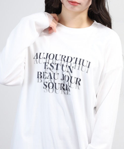 hunch(ハンチ)の「hunch チュールレイヤードロンT(Tシャツ/カットソー・レディース・オフホワイト/ブラック/ライトベージュ・FREE)」の4枚目の写真