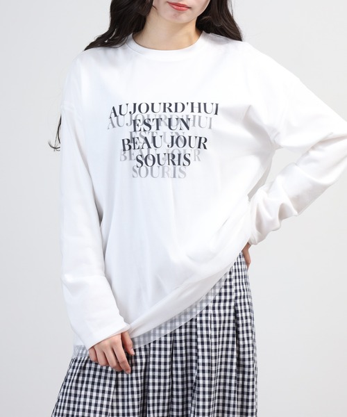 hunch(ハンチ)の「hunch チュールレイヤードロンT(Tシャツ/カットソー・レディース・オフホワイト/ブラック/ライトベージュ・FREE)」の8枚目の写真