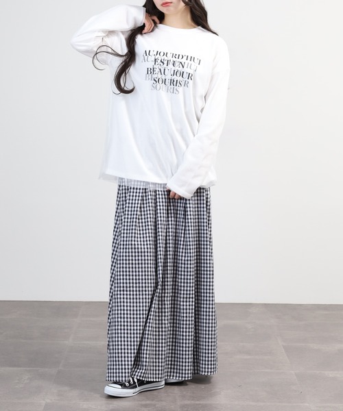 hunch(ハンチ)の「hunch チュールレイヤードロンT(Tシャツ/カットソー・レディース・オフホワイト/ブラック/ライトベージュ・FREE)」の11枚目の写真