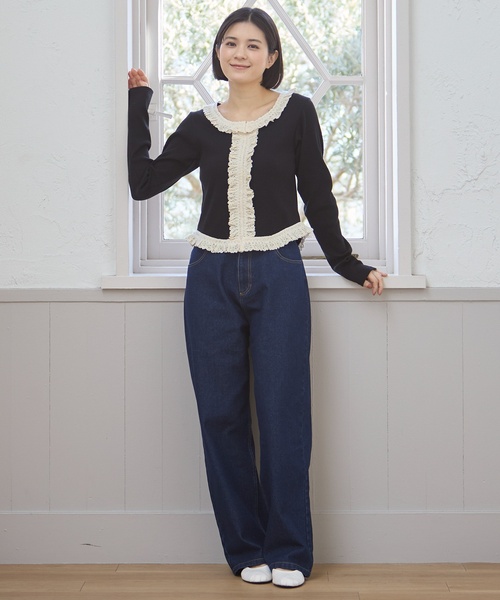 petit main LIEN（プティマインリアン）の「バレルレッグデニムパンツ（デニムパンツ・レディース・ブルー/ネイビー・F）」の5枚目の写真