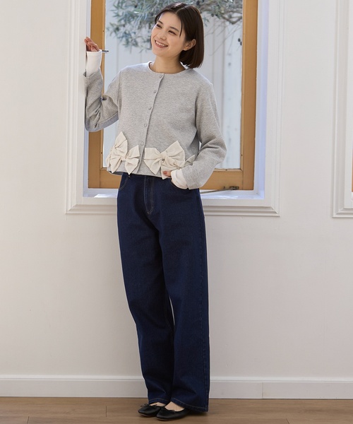 petit main LIEN（プティマインリアン）の「バレルレッグデニムパンツ（デニムパンツ・レディース・ブルー/ネイビー・F）」の6枚目の写真