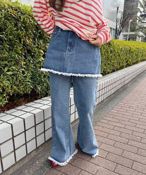 WC（ダブル シー）の「スカートドッキングデニム（デニムパンツ・レディース・ブラック/ブルー・FREE）」の13枚目の写真