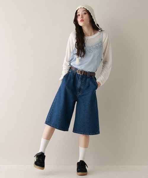 RAGEBLUE（レイジブルー）の「クロシェ編みボンネット（ニットキャップ/ビーニー・レディース・ブルー/ホワイト・FREE）」の5枚目の写真