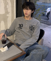 Shape Henley Neck Long Sleeve Gray