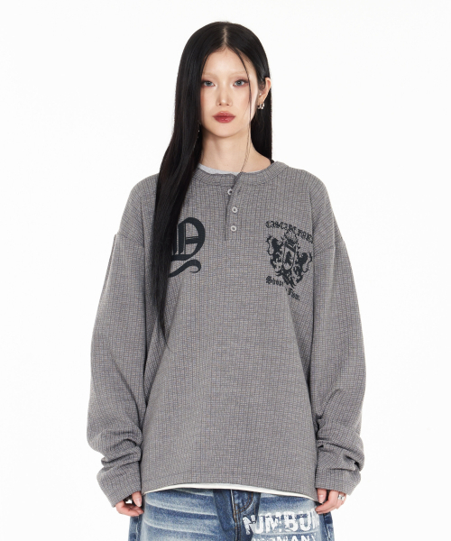 IDWS（アイドンワナセル）の「Shape Henley Neck Long Sleeve Gray（Tシャツ/カットソー・レディース・その他・1/2/0）」の9枚目の写真