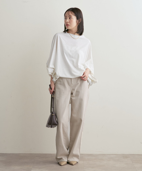 COGTHEBIGSMOKE(コグザビッグスモーク)の「COG THE BIGSMOKE/コグザビッグスモーク NARIAH TUCKED SLEEVE TOP(Tシャツ/カットソー・レディース・ベージュ/ホワイト/ブラック・FREE)」の22枚目の写真