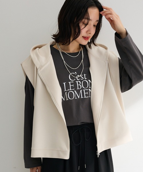 Green Parks(グリーンパークス)の「フード付ベスト(ベスト・レディース・ブラック/杢グレー/ホワイト系その他2・FREE)」の1枚目の写真