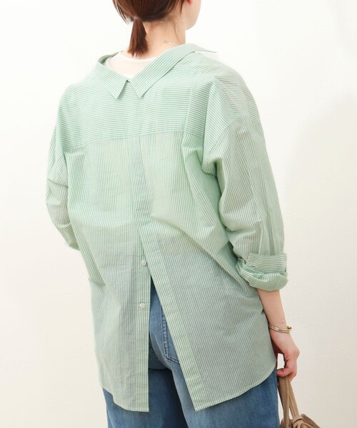 MICO COULIER（ミコクリエ）の「綿和紙ボイルシャツ（シャツ/ブラウス・レディース・ベージュ系その他/グリーン系その他/イエロー/ピンク系その他/ベビーピンク・38）」の7枚目の写真