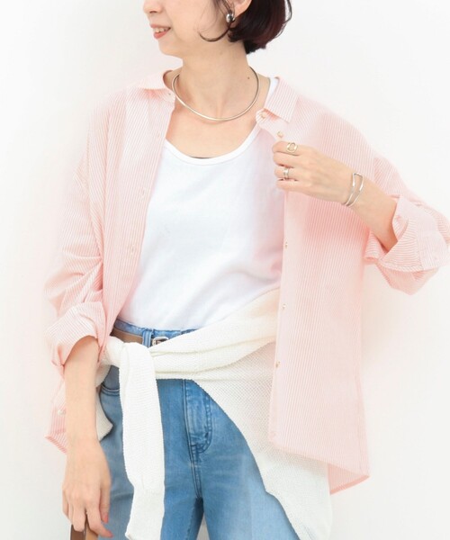 MICO COULIER（ミコクリエ）の「綿和紙ボイルシャツ（シャツ/ブラウス・レディース・ベージュ系その他/グリーン系その他/イエロー/ピンク系その他/ベビーピンク・38）」の12枚目の写真