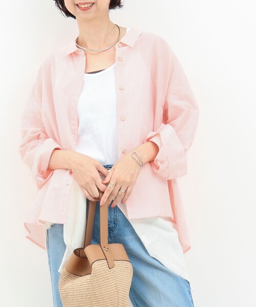 MICO COULIER（ミコクリエ）の「綿和紙ボイルシャツ（シャツ/ブラウス・レディース・ベージュ系その他/グリーン系その他/イエロー/ピンク系その他/ベビーピンク・38）」の18枚目の写真