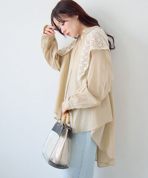 le.coeur blanc(ルクールブラン)の「《WEB限定アイテム》レース三角ストール(ストール/ショール・レディース・オフホワイト/ブラック/ベージュ・FREE)」の8枚目の写真