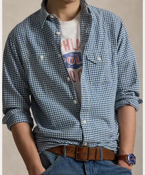 POLO RALPH LAUREN（ポロ ラルフ ローレン）の「クラシック フィット インディゴ ギンガム ワークシャツ（シャツ/ブラウス・メンズ・ナチュラル・S/M/L/XS）」の5枚目の写真