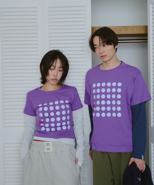 common gull products.（コモンガルプロダクツ）の「ドットグラフィックT（Tシャツ/カットソー・レディース・パープル系/ホワイト系/ライム・LARGE/MEDIUM/SMALL）」の7枚目の写真