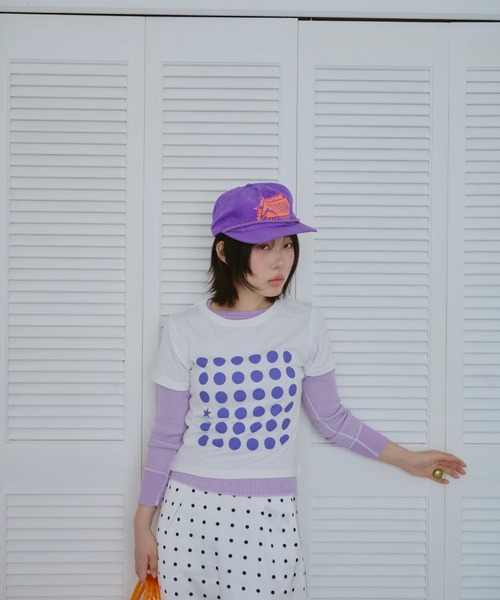 common gull products.（コモンガルプロダクツ）の「ドットグラフィックT（Tシャツ/カットソー・レディース・パープル系/ホワイト系/ライム・LARGE/MEDIUM/SMALL）」の14枚目の写真