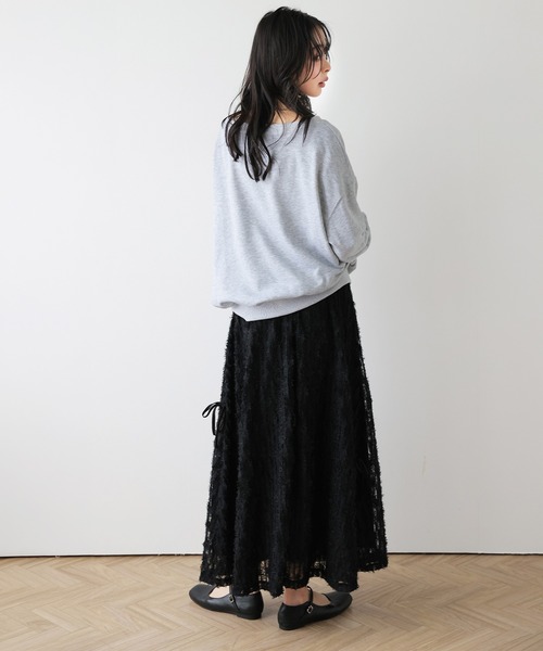 AMELY(エミリー)の「フリンジギャザースカート(スカート・レディース・ブラック/アイボリー・フリー)」の10枚目の写真