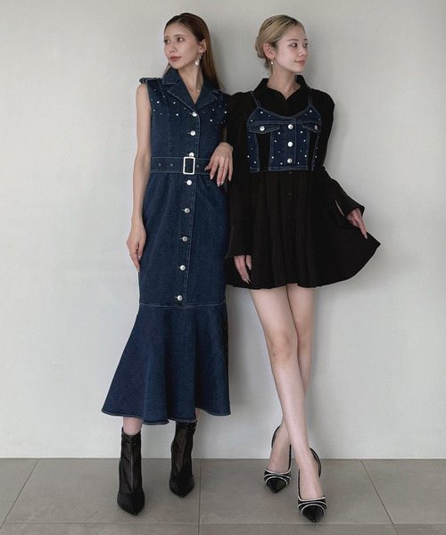 ROYAL PARTY(ロイヤルパーティー)の「liberty デニムビスチェ×タックシャツミニワンピース(シャツワンピース・レディース・インディゴブルー/ブルー・FREE)」の8枚目の写真