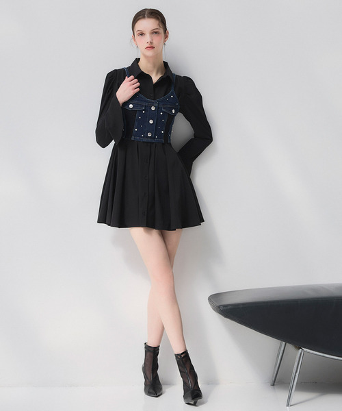 ROYAL PARTY(ロイヤルパーティー)の「liberty デニムビスチェ×タックシャツミニワンピース(シャツワンピース・レディース・インディゴブルー/ブルー・FREE)」の15枚目の写真