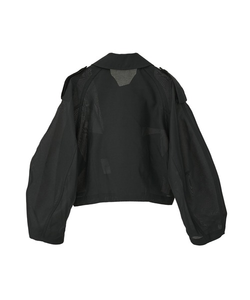 CLANE（クラネ）の「【CLANE/クラネ】SHEER SHORT TRENCH JACKET/シアーショートトレンチジャケット（トレンチコート・レディース・グリーン/ブラック・1）」の5枚目の写真