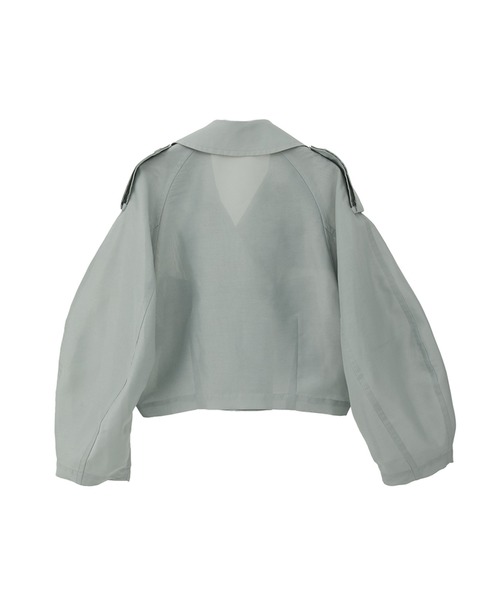 CLANE（クラネ）の「【CLANE/クラネ】SHEER SHORT TRENCH JACKET/シアーショートトレンチジャケット（トレンチコート・レディース・グリーン/ブラック・1）」の14枚目の写真