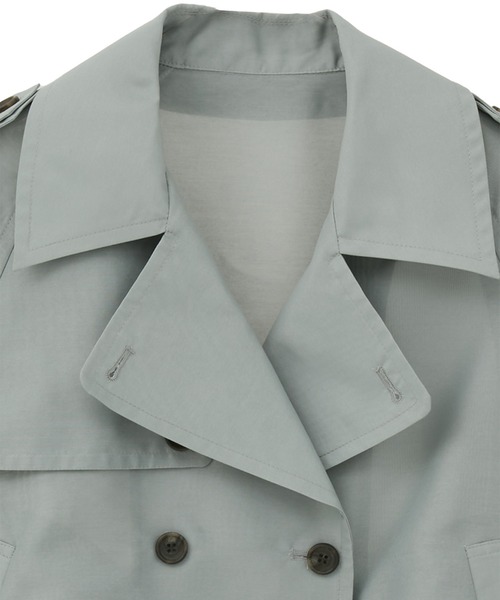 CLANE（クラネ）の「【CLANE/クラネ】SHEER SHORT TRENCH JACKET/シアーショートトレンチジャケット（トレンチコート・レディース・グリーン/ブラック・1）」の15枚目の写真