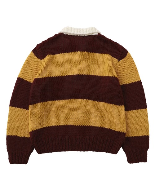 RICE NINE TEN(ライスナインテン)の「RICE NINE TEN HAND KNITTING RUGBY SHIRT HKN-RUG(Tシャツ/カットソー・メンズ・バーガンディー/ネイビー・1)」の13枚目の写真
