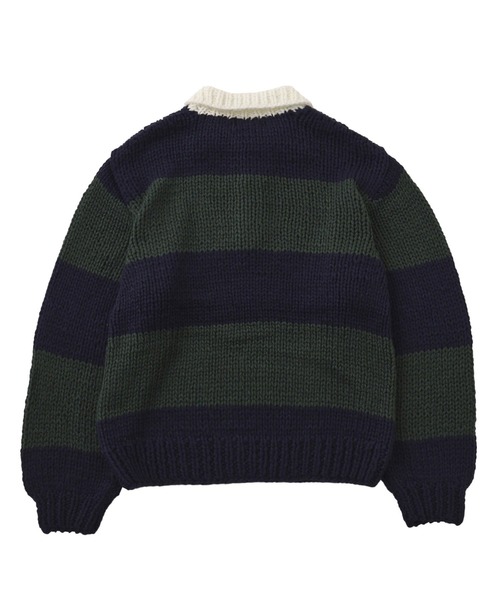RICE NINE TEN(ライスナインテン)の「RICE NINE TEN HAND KNITTING RUGBY SHIRT HKN-RUG(Tシャツ/カットソー・メンズ・バーガンディー/ネイビー・1)」の8枚目の写真