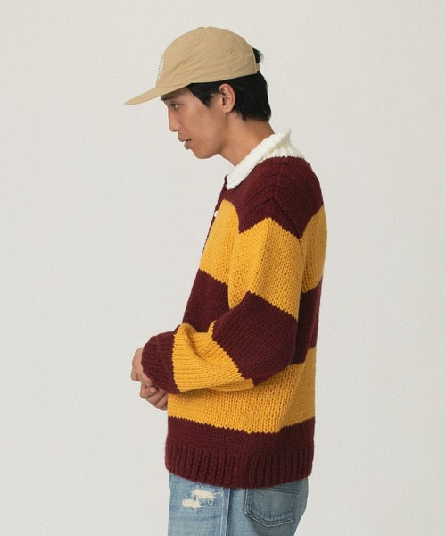 RICE NINE TEN(ライスナインテン)の「RICE NINE TEN HAND KNITTING RUGBY SHIRT HKN-RUG(Tシャツ/カットソー・メンズ・バーガンディー/ネイビー・1)」の11枚目の写真