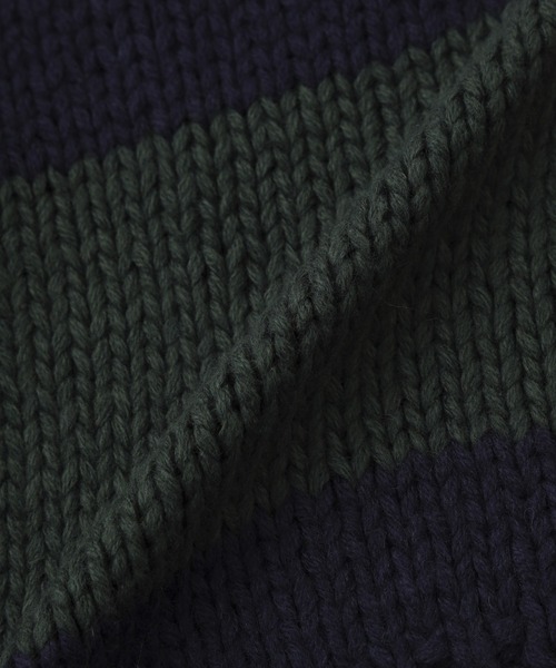 RICE NINE TEN(ライスナインテン)の「RICE NINE TEN HAND KNITTING RUGBY SHIRT HKN-RUG(Tシャツ/カットソー・メンズ・バーガンディー/ネイビー・1)」の4枚目の写真