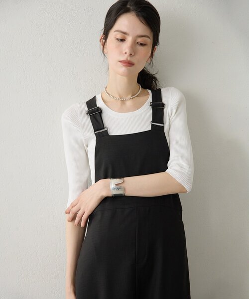 Drawing Numbers（ドローイング ナンバーズ）の「【Drawing Numbers】フェイクリネンサロペットワンピース（ワンピース・レディース・ブラック/ブラウン/ベージュ・38）」の10枚目の写真