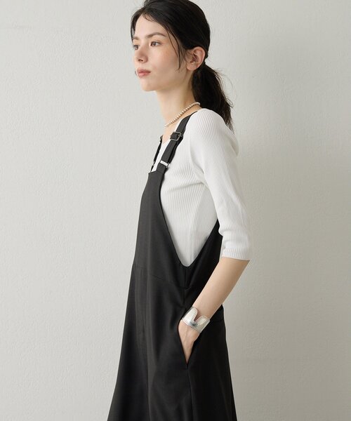 Drawing Numbers（ドローイング ナンバーズ）の「【Drawing Numbers】フェイクリネンサロペットワンピース（ワンピース・レディース・ブラック/ブラウン/ベージュ・38）」の5枚目の写真