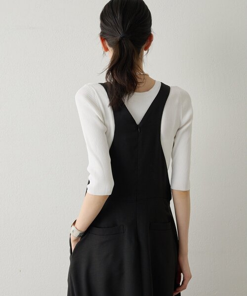 Drawing Numbers（ドローイング ナンバーズ）の「【Drawing Numbers】フェイクリネンサロペットワンピース（ワンピース・レディース・ブラック/ブラウン/ベージュ・38）」の6枚目の写真