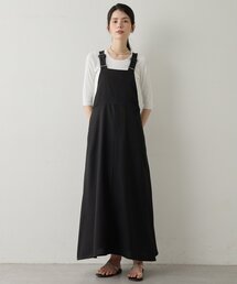 Drawing Numbers（ドローイング ナンバーズ）の「【Drawing Numbers】フェイクリネンサロペットワンピース（ワンピース）」