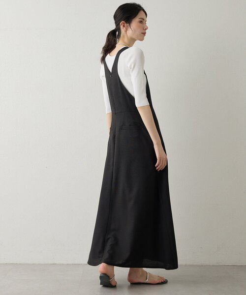 Drawing Numbers（ドローイング ナンバーズ）の「【Drawing Numbers】フェイクリネンサロペットワンピース（ワンピース・レディース・ブラック/ブラウン/ベージュ・38）」の7枚目の写真