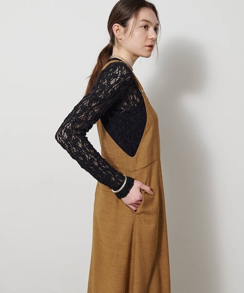 Drawing Numbers（ドローイング ナンバーズ）の「【Drawing Numbers】フェイクリネンサロペットワンピース（ワンピース・レディース・ブラック/ブラウン/ベージュ・38）」の17枚目の写真