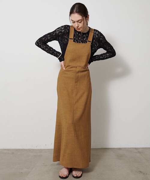 Drawing Numbers（ドローイング ナンバーズ）の「【Drawing Numbers】フェイクリネンサロペットワンピース（ワンピース・レディース・ブラック/ブラウン/ベージュ・38）」の19枚目の写真