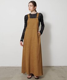 Drawing Numbers（ドローイング ナンバーズ）の「【Drawing Numbers】フェイクリネンサロペットワンピース（ワンピース）」