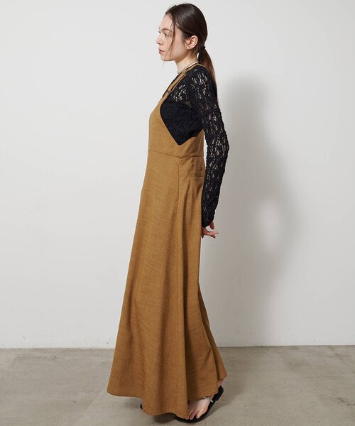 Drawing Numbers（ドローイング ナンバーズ）の「【Drawing Numbers】フェイクリネンサロペットワンピース（ワンピース・レディース・ブラック/ブラウン/ベージュ・38）」の14枚目の写真