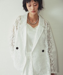 ANOTHER S（アナザーエス）の「「セットアップ対応」花柄レースシアージャケット（テーラードジャケット）」
