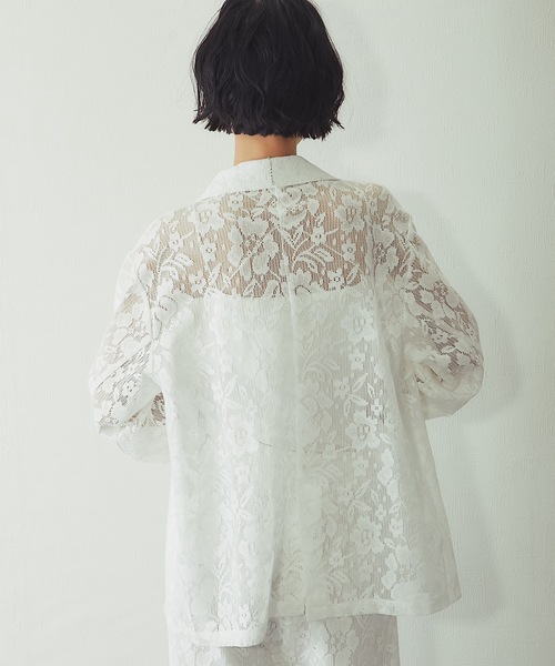 ANOTHER S（アナザーエス）の「「セットアップ対応」花柄レースシアージャケット（テーラードジャケット・レディース・アイボリー/ブラック・FREE）」の22枚目の写真