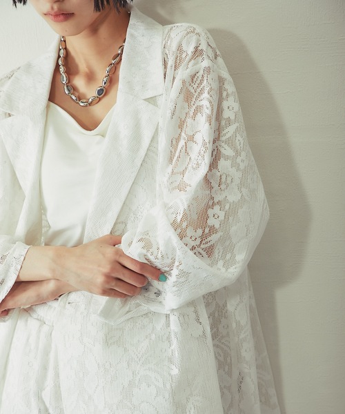 ANOTHER S（アナザーエス）の「「セットアップ対応」花柄レースシアージャケット（テーラードジャケット・レディース・アイボリー/ブラック・FREE）」の19枚目の写真